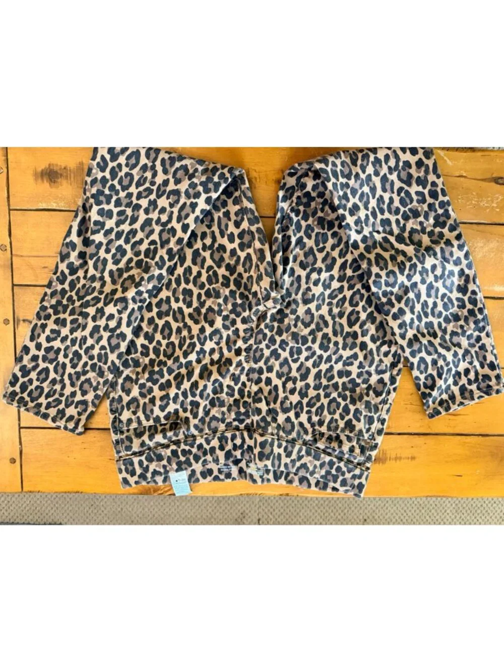 Set Of 3 Womens Pants: Light Blue Dark Blue & Leopard Print Denim Size 14 Cotton